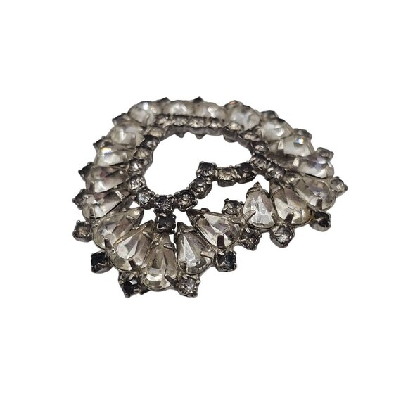 VTG Brooch Heart Shape Love Gift Sparkle Rhinestone SilverTone Romance Glam Stmt - Picture 4 of 9
